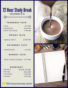 Flyer for 72 Hour Study Break