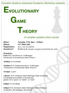 Evolutionary  game theory short course 7/18 9-3:45