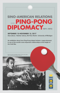 Sino-American Relations and “Ping-Pong Diplomacy,” 1971-1972