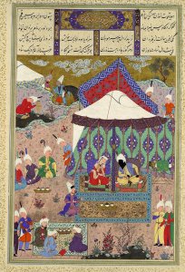 “The Marriage of sudaba and kai kavus,” ca. 1525-30 CE, The Shahama of Shah Tahmasp fol.130r. Source: https://www.metmuseum.org/art/collection/search/452129