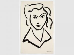 Henri Matisse, Head of a woman, n.d., ink on paper, 18 1/8 x 11 1/4 in. © 2017 Succession H. Matisse/Artists Rights Society (ARS), New York. Courtesy American Federation of Arts
