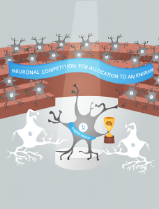 cartoon of neuron with trophy