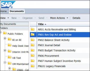 screenshot of FIN folders in BusObj