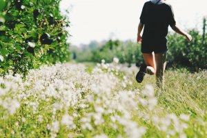 Person running in a field