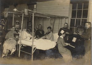 Singing at Base Hospital #29, London, England, 1918. World War I Surgeon's Album. Graphics Division.