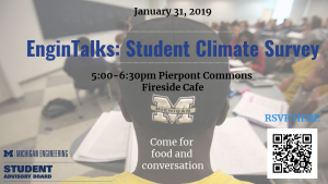 Description of the EnginTalks on January 31, 2019 with Michigan Engineering's DEI Student Advisory Board with RSVP link.