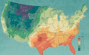 Gradient of deuterium, the heavy isotope of hydrogen, across the U.S. Illustration: John Megahan