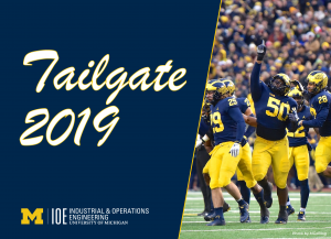 "Tailgate 2019" text with U-M Industrial & Operations Engineering logo