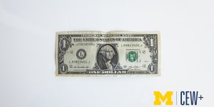 one dollar bill on a white background