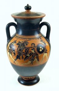 Greek vase with mythological scene