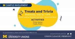 Treats and Trivia! Sept. 18 in Pierpont Commons