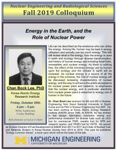 flyer of 10-25-19 NERS Colloquium:  Chan Bock Lee, PhD