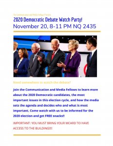 2020 Democratic Debate Watch Party flier