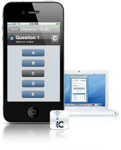 cell phone displaying iClicker app