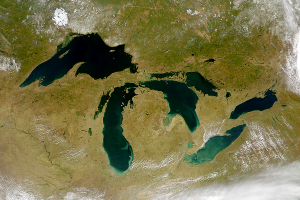 Aerial shot of Michigan Lakes