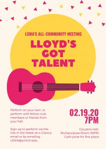 Flyer about upcoming All-Community meeting Talent Show