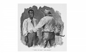 An 1897 illustration of Uncle Tom and Simon Legree from The Digital Public Library of America