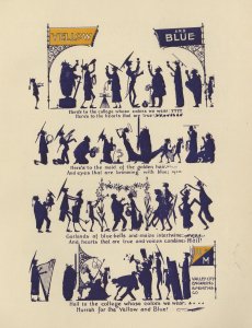 Illustrated score of "The Yellow and Blue" from the student magazine, Palladium, early 1900s