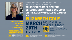 Graphic for Liz Cole speaking event