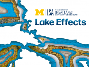 U-M LSA Great Lakes Theme Semester, Lake Effects, with topographical map of Michigan