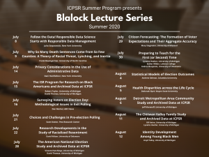 2020 ICPSR Blalock Lecture schedule