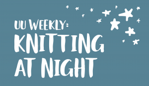 Words "Knitting at Night" surrounded by stars