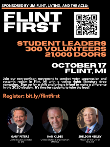Event flyer - Event occurs on October 17, 2020 and will feature Gary Peters, Dan Kildee, and Sheldon Neeley (whose pictures are included)