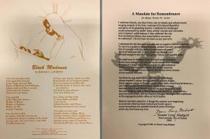 Left: “Black Madonna” by Harold G. Lawrence, Broadside Press, 1967. Right: “A Mandate for Remembrance” by Naomi Long Madgett, Lotus Press, 2001.
