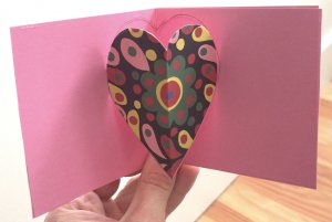 Valentine card with a pop-up heart in the center