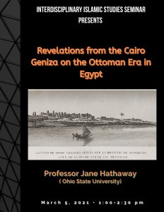 Revelations from the Cairo Geniza on the Ottoman Era in Egypt lecture poster