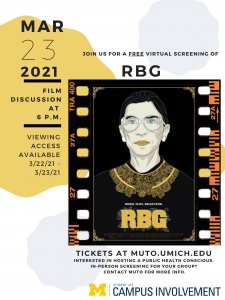 RBG free virtual screening starting 3/22 with discussion on 3/23 at 6 p.m.