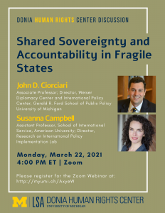 Donia Human Rights Center Discussion. Shared Sovereignty and Accountability in Fragile States