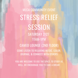 Flyer sharing information about the stress relief session.