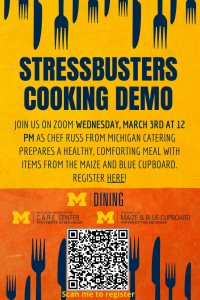 Stressbusters Cooking Demo & Chat March 3rd @ 12pm