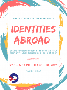 Identities Abroad: Serving as a BIPOC Volunteer flyer
