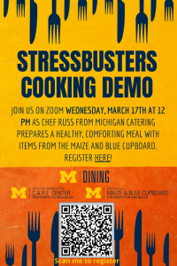 Stressbusters Cooking Demo & Chat March 17th @ 12pm