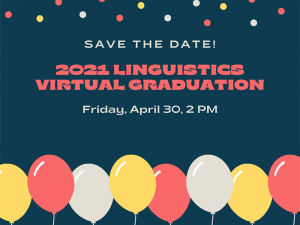 Virtual graduation promo graphic with balloons
