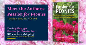 Cover of Passion for Peonies over an image of peonies