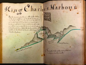 Folio 56v/r, Clements Library Hacke Atlas. “King Charles’s Harbour” (today Golfo Dulce, Costa Rica.)