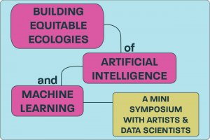 A colorful flowchout spells out Building Equitable Ecologies of Artificial Intelligence and Machine Learning