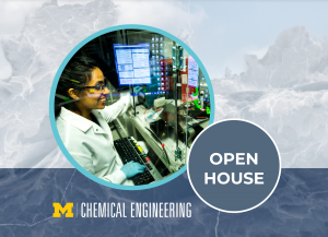 U-M ChE logo and photo of student doing research. U-M ChE logo and photo of student doing research.