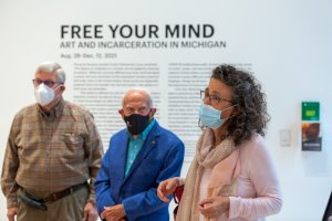 Janie Paul leads a tour at the Free Your Mind exhibit