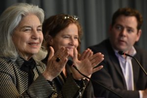 From left: Jan Berris, NCUSCR; Mary Gallagher, Director of the U-M International Institute, and Brian Connors, Executive Director of the Michigan-China Innovation Center in Detroit, at the 2019 Subnational Symposium held at the University of Michigan. Photo by Peter Smith.