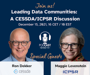Promotional image for ICPSR webinar featuring photographs of live podcast guests