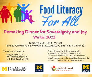 Food Literacy for All is hosted by the UM Sustainable Food Systems Initiative.