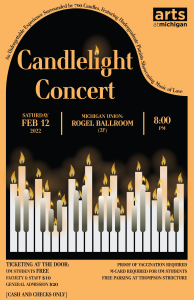Poster featuring piano keys as candles