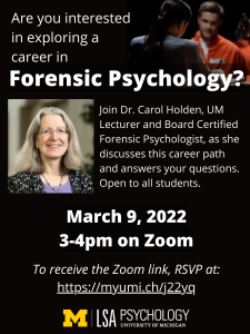 Event flyer with photo of Dr. Carol Holden