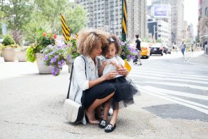 Mom and daughter in New York