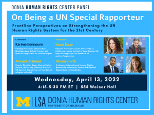 Donia Human Rights Center Panel Discussion. On Being a UN Special Rapporteur: Frontline Perspectives on Strengthening the UN Human Rights System for the 21st Century