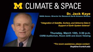 Dr. Jack Kaye 3-10-2022 CLaSP Dept Seminar 3:30 pm